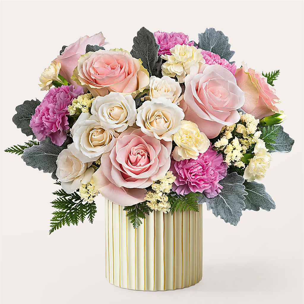 Blissful Moments Bouquet with Ivory Vase – Daisy Day Florist, Avondale Estates GA