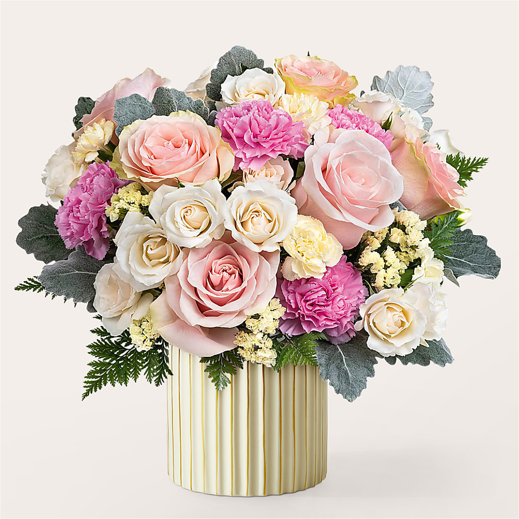 Blissful Moments Bouquet with Ivory Vase – Daisy Day Florist, Avondale Estates GA