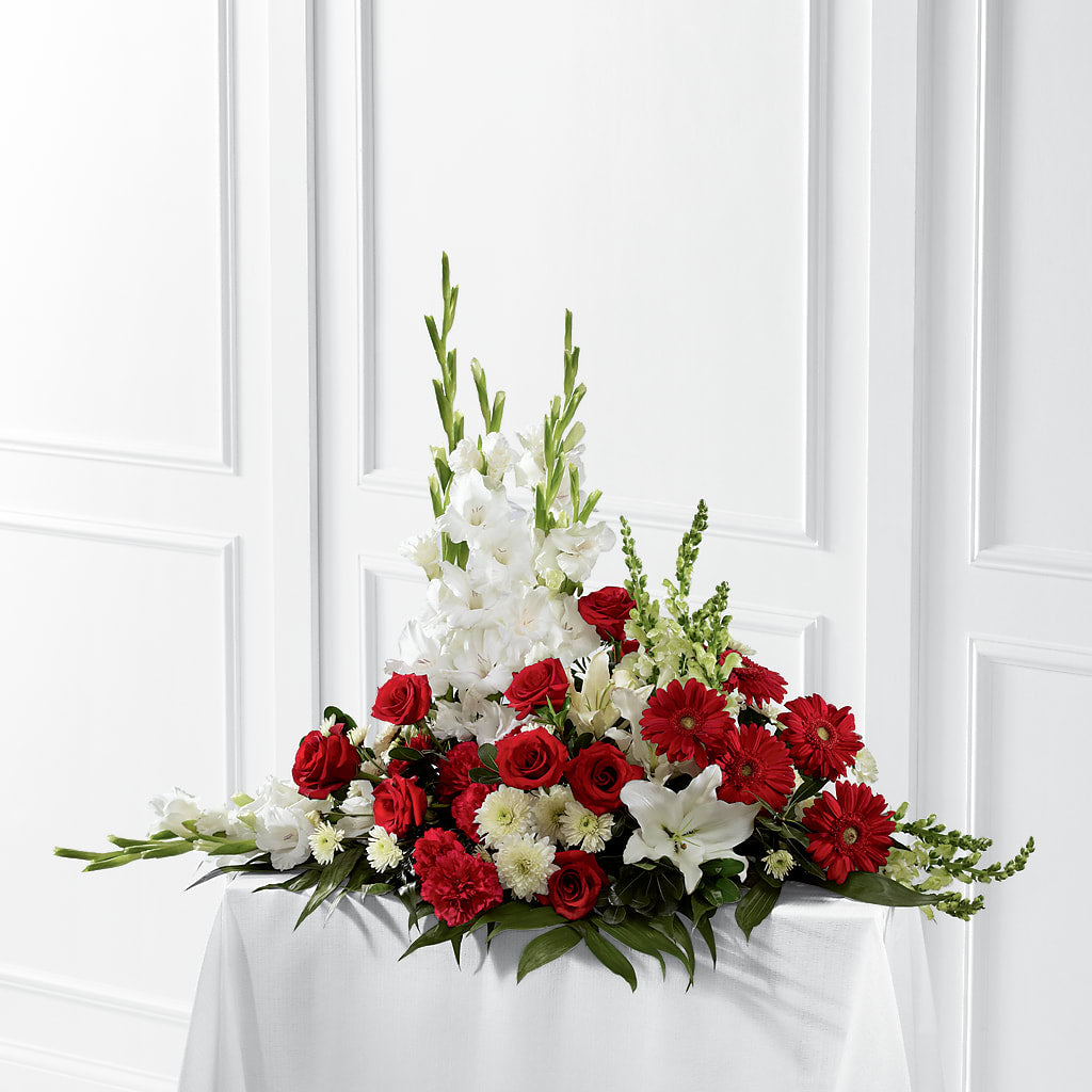 Crimson & White Arrangement – Daisy Day Florist, Avondale Estates GA