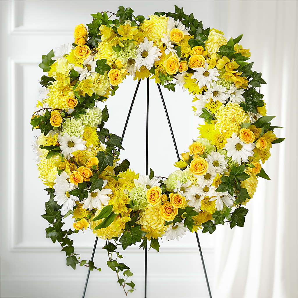 Golden Remembrance Wreath – Daisy Day Florist, Avondale Estates GA