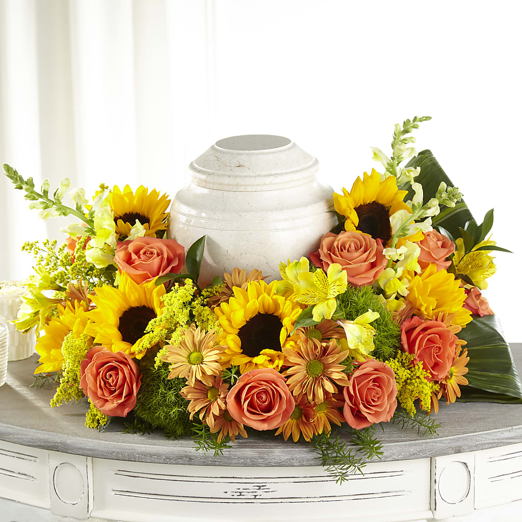 Faithful Sunflower Cremation Adornment – Daisy Day Florist, Avondale Estates GA