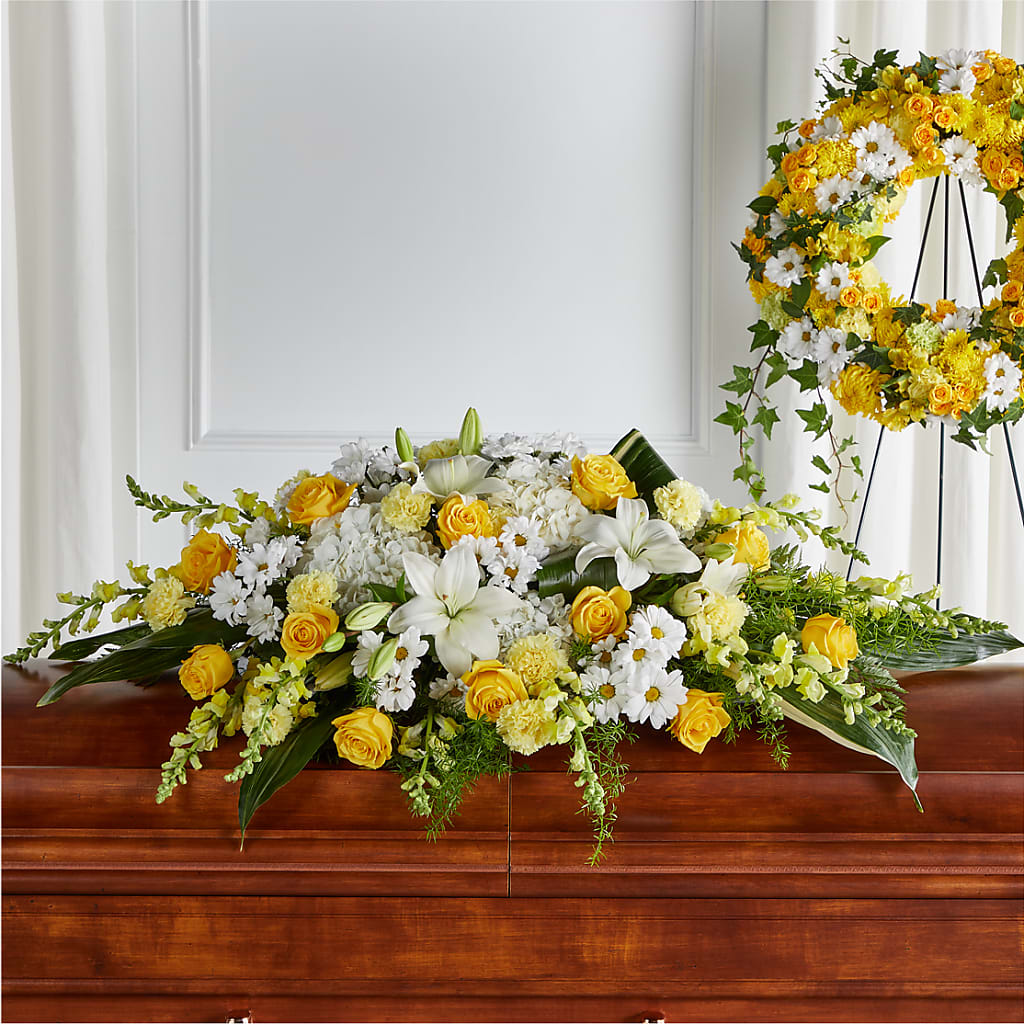 Golden Harmony Casket Spray – Daisy Day Florist, Avondale Estates GA