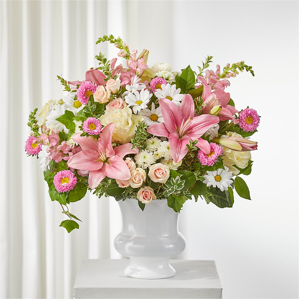 Empathetic Blooms Urn Arrangement – Daisy Day Florist, Avondale Estates GA