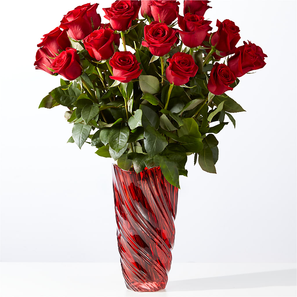 Classic Love Red Rose Bouquet with Luxe Swirl Vase – Daisy Day Florist, Avondale Estates GA