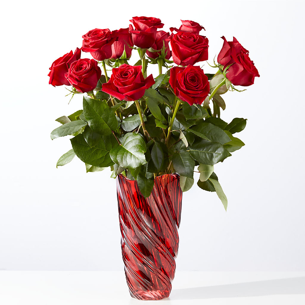 Classic Love Red Rose Bouquet with Luxe Swirl Vase – Daisy Day Florist, Avondale Estates GA