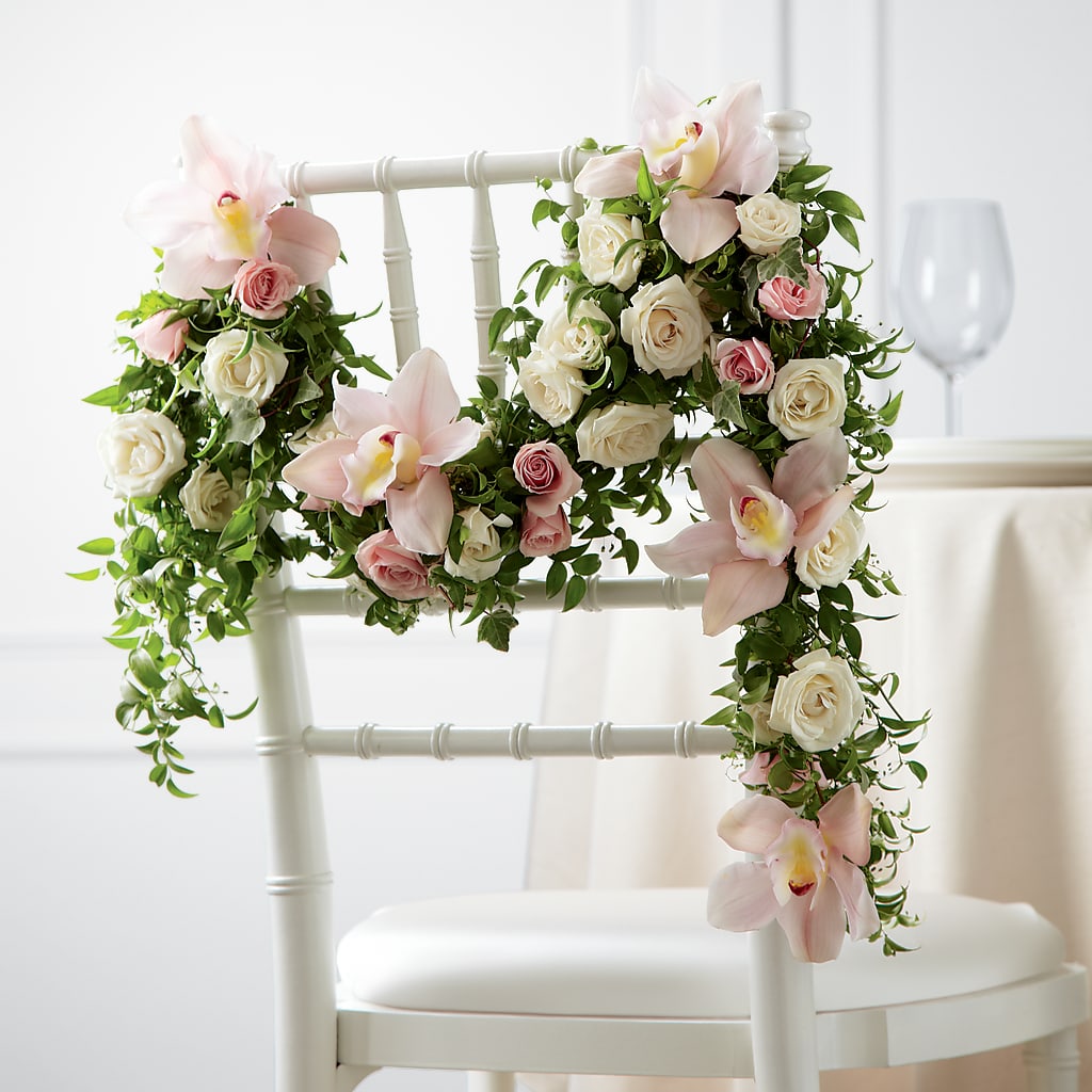 Orchid Rose Chair Décor – Daisy Day Florist, Avondale Estates GA