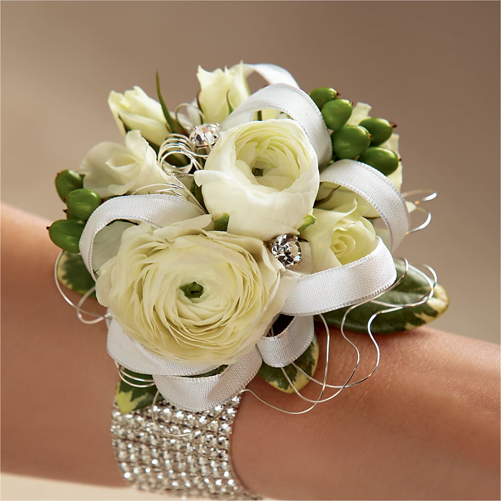 White Wedding Corsage – Daisy Day Florist, Avondale Estates GA